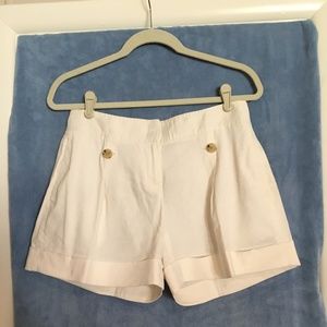 Theory White Linen Shorts